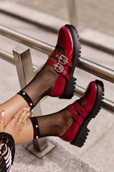 Chaussures rouges en cuir verni à brides pour femme